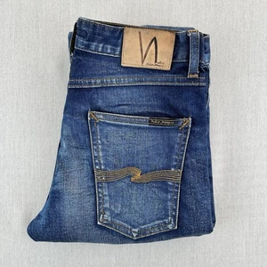 Nudie Jeans Mens Size W30 L29 Slim Jim Dry Japan Blue Organic Denim Straight - Picture 1 of 12