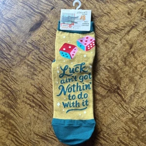 Blue Q "Luck ain't got Nothin' to do with it" Ankle Socks - Women’s Sz 5-10 NWT - Picture 1 of 5