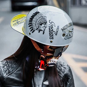 Retro Open Face Motorcycle Helmet Unisex Vintage Scooter Baseball Cap Half Hat - Picture 1 of 35