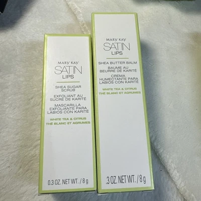JUEGO DE LABIOS SATINADOS MARY KAY ~ TÉ BLANCO Y CÍTRICOS ~ ¡BÁLSAMO Y EXFOLIANTE DE MANTECA DE KARITÉ! Foto 1 de 3