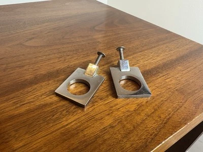 Vtg FOUNDERS (2) Jack Cartwright chrome modern knob drawer pulls - Image 1 of 4