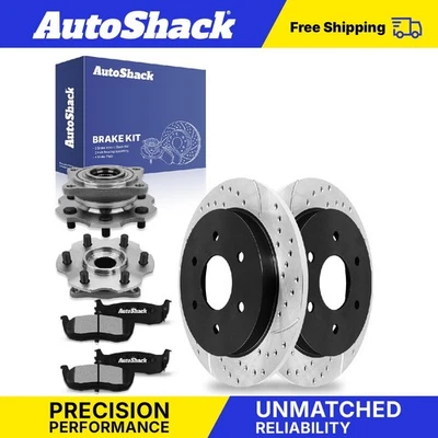 Rear Drilled Slotted Brake Rotors Pads Hubs for 2005-2008 Nissan Armada V8 - Image 1 of 4
