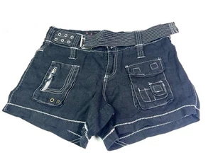 Johnny Was Pete & Greta Leinenshorts schwarz leicht Cargo Utility Y2K Größe 6 - Bild 1 von 8