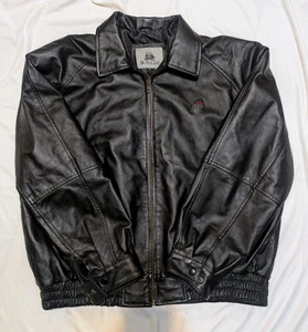 Burks Bay Pizza Hut Herren Leder Bomberjacke Schwarz XL - Bild 1 von 4