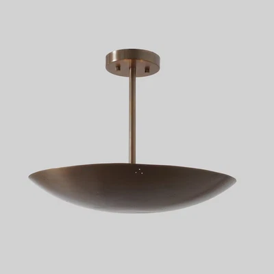 Six Light Brass Perforated Ceiling Flush Mount Pendant Light Mid Century Style C - Image 1 of 4