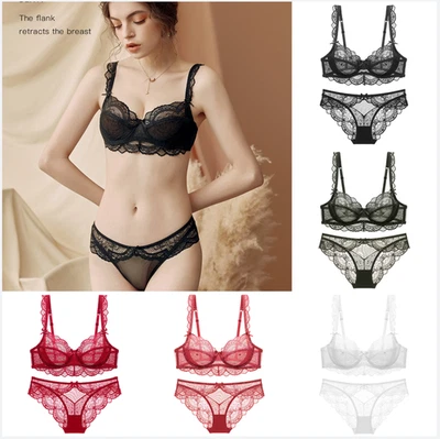 Женское нижнее белье ультратонкий выдолбленный губка бесплатный прозрачный кружевной бюстгальтер комплект - Изображение 1 из 4