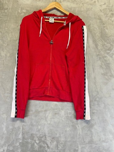 UNDERCOVER Victoria's Secret rosa felpa con cappuccio donna taglia M rossa maniche lunghe tasche