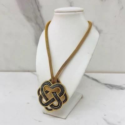 Collar Lanvin Vintage Dorado y Negro Mujer Joyería Colgante Auténtico De Japón RIN Foto 1 de 4