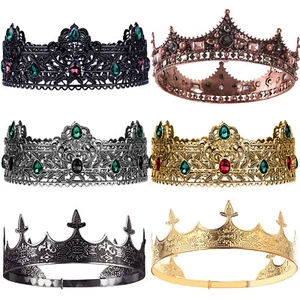 Royal Medieval Prop King Crown for Men Metal Halloween Cosplay Party Costume - Picture 1 of 30