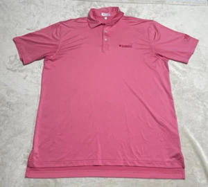 Peter Millar Golf Shirt Mens Large Pink Tournament Corporate Logo Summer Comfort - Picture 1 of 7