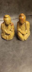 Carved Soapstone Buddha Bookends
