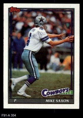 1991 Topps #354 Mike Saxon Cowboys San Diego St 8 - NM/MT - Image 1 of 2