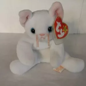  Rare TY Beanie Baby FLIP the white Cat  PVC pellets collectible with tag cover  - Picture 1 of 8