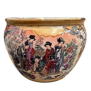 SATSUMA Vintage Ceramic Japanese Pot Vase Geisha Hand Painted 3”x 3 3/4” - Picture 1 of 7