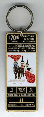 MINT May 7, 1988 Kentucky Derby 1st Floor Clubhouse Box Brass Keychain Cover