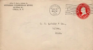 SUPREME UNDERWEAR MILLS,  UTICA, NY 1915  FDC10771 - Picture 1 of 1