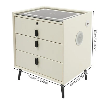 Mesita de noche inteligente moderna beige blanca con cajones luz tricolor 50*40*59 cm Foto 1 de 4