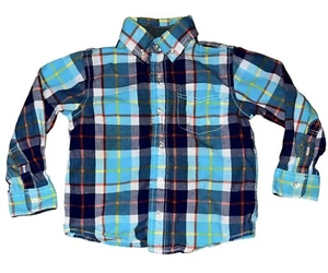 J.Khaki boys Blue plaid Long Sleeve Collared dress Casual shirt Size 5 - Picture 1 of 4