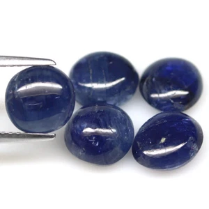 13.80 CT. Heated 5Pcs Blue Sapphire Madagascar Oval Cabochon - Picture 1 of 4