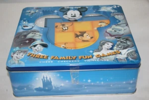 Disney Store Three Family Fun Games Chess, Checkers, Tic-Tac-Toe Collectors Tin - Picture 1 of 5