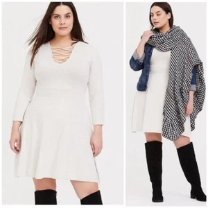 Vestido Suéter Torrid Avena Enrejado Talla 1X - Imagen 1 de 8