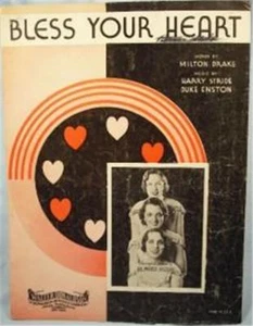 Vintage Sheet Music Bless Your Heart De Marco Sisters 1933 (O) - Picture 1 of 4