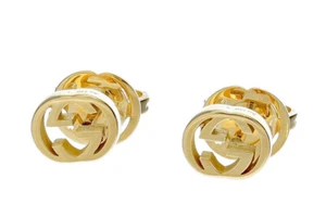 GUCCI 18K Yellow Gold Interlocking GG 5MM Stud Earrings YBD66211100100U - Picture 1 of 3