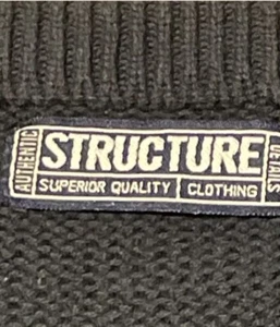 Vintage STRUCTURE Sweater Chunky Knit Navy Blue XL Vintage 90s Cotton VTG - Picture 1 of 6