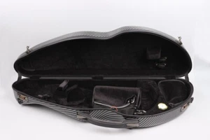 Estuche para violín 4/4 fibra de carbono compuesto correa soporte para arco partitura color negro - Imagen 1 de 7