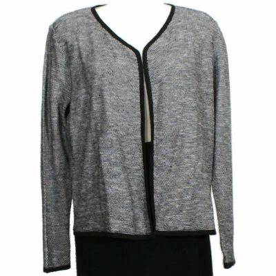 Chaqueta Tejida EILEEN FISHER Negra Blanca Lino Orgánico Algodón Slub Ojo de Pájaro M Foto 1 de 4