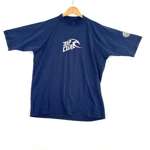 Rip Curl Mens Short Sleeve Rash Guard Vest High Neck UPF 50+ Navy Blue Size XXL - Picture 1 of 8