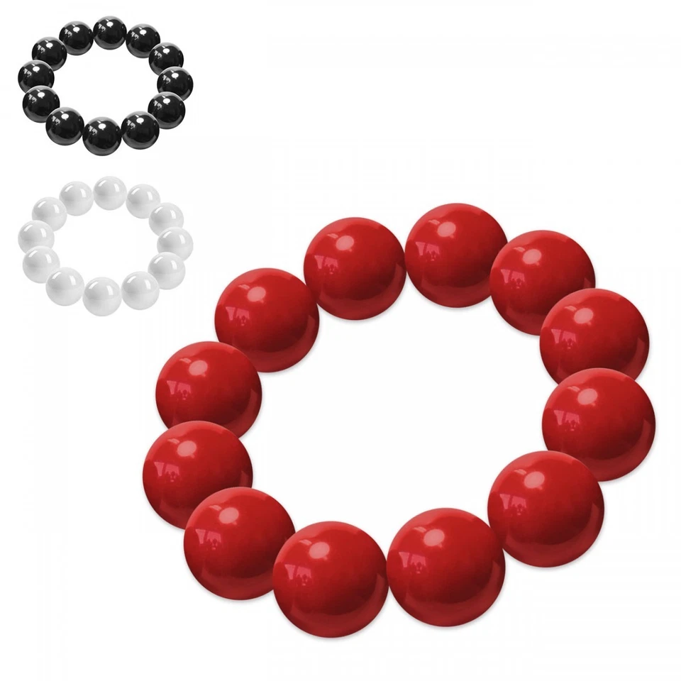 Perlen-Armband Acryl rot schwarz weiß Damen 50er 60er - Bild 1 von 1