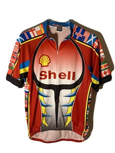 Borah Mens Size 2XL Cycling Jersey Shell Oil Graphics in Red Yellow-USA Made - Picture 1 of 8