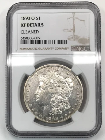 1893 O Morgan Silver Dollar NGC XF-Details (cleaned) Cover