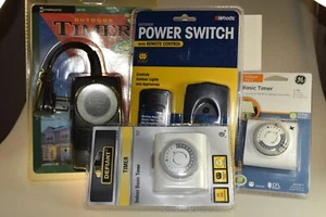 Lot of 3x Electric Timers 1x Remote switch 2x indoor 2x Outdoor - Picture 1 of 4