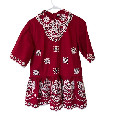 Blusa ROJA Valentino Bordada Inglés Peplum Talla 40 Foto 1 de 4