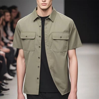 Summer men's breathable linen thin short sleeved casual shirt popular - Image 1 of 4