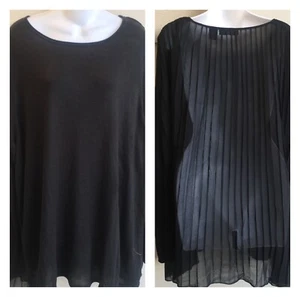Verve Ami Black Sweater Semi-Sheer Pleated Back Lightweight Flowy NWT Woman's 3X - Picture 1 of 4