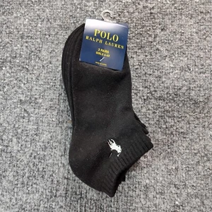 Polo Ralph Lauren Flat Knit Ultra Low Girls 3 Pack Ankle Socks Black 9-11 - Picture 1 of 4