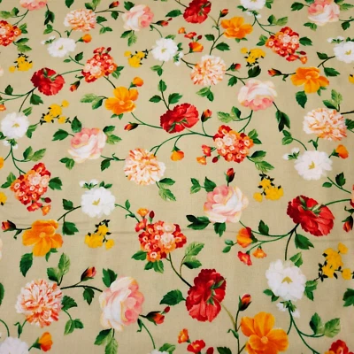 Les Fleurs BTY Ivy Lane 绗缝宝藏花卉浅卡其色绿色 — 第 1/3 张图片