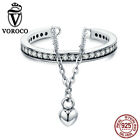 VOROCO 925 Silver Eternity Ring With Heart Charms,The Special One Ring For Laday
