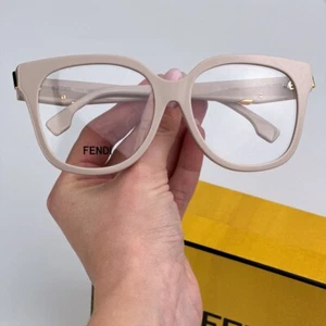 Fendi Women Eyeglasses Cream Demo Geometric FE50064F FENDI FIRST 025 BRAND NEW - Picture 1 of 10