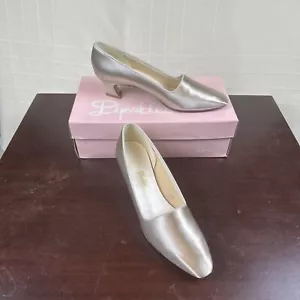 Dyeables Romantic Formal Wedding Shoes Bridal Heels Champagne 8 AA Satin - Picture 1 of 8