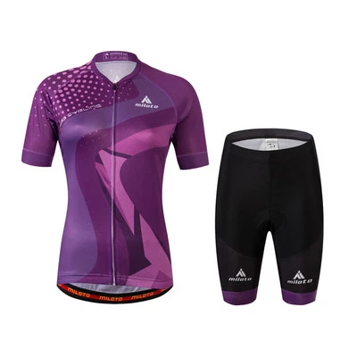 Conjunto de jersey y pantalones cortos de bicicleta para hombre/mujer kit de ciclismo para pareja azul/púrpura Foto 1 de 4