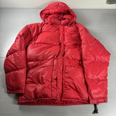 Vintage Pioneer Sportswear Down Puffer Jacket Mens Red Hooded Goose Nylon 80s - Image 1 of 4
