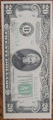 Miss Cut Error $20 Federal Reserve Note 1934C Series NY Gem Crisp Uncirculated   - Image 1 of 3