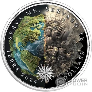EARTH WE CHOOSE Terra 1 Oz Monnaie Argent 5$ Tokelau 2024 - Imagen 1 de 3