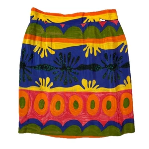 PLATINUM DOROTHY SCHOELEN Size 14 Skirt Bright Vintage Y2K Artsy Lined - Picture 1 of 3