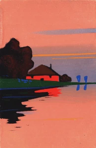 Postal vintage pintada a mano House by a Lake B260 - Imagen 1 de 2