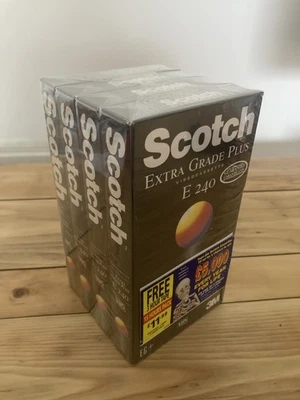 3M Scotch E240 E180 Extra Grade Plus Video Cassette VHS Tapes New & Sealed Pack - Image 1 of 3